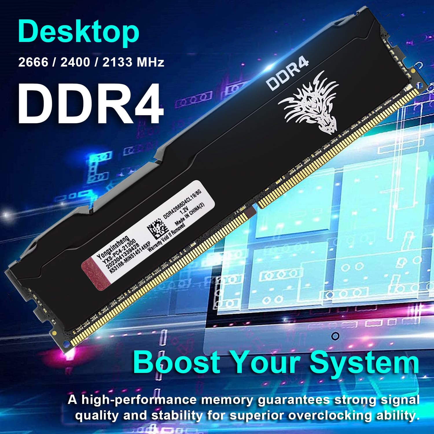 DDR4 2666MHz 8GB Desktop RAM PC4-21300 UDIMM Non-ECC Unbuffered